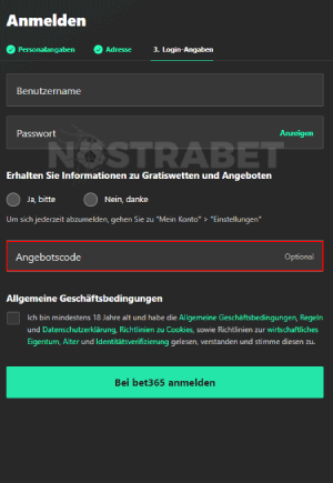 bet365 Bonus Code eingeben