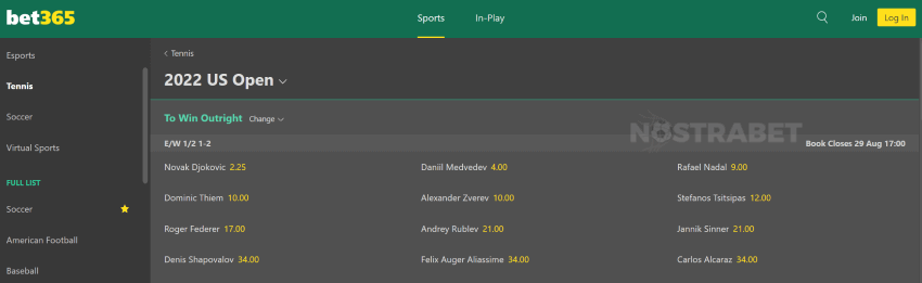 bet365 us open bets