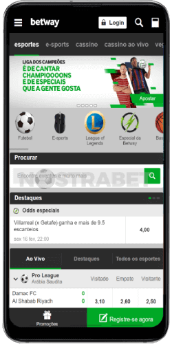 Aplicativo Betway para apostas esportivas no Android