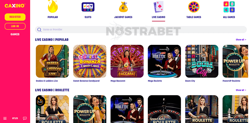 caxino live casino games