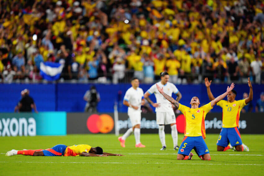 Jogadores da Col?mbia comemoram vaga na final da Copa América 2024