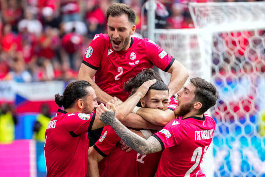 Georgia players celebrate a goal EURO 2024