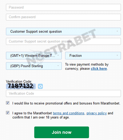 Marathonbet bonus code enter