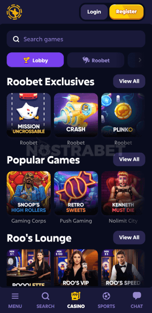 Roobet casino mobile