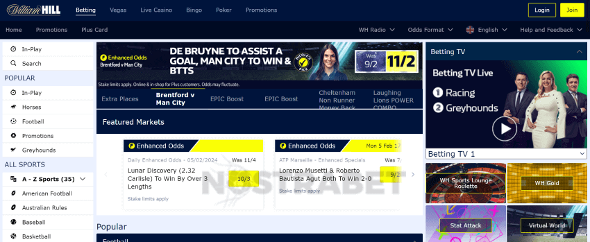 william hill betting on sports